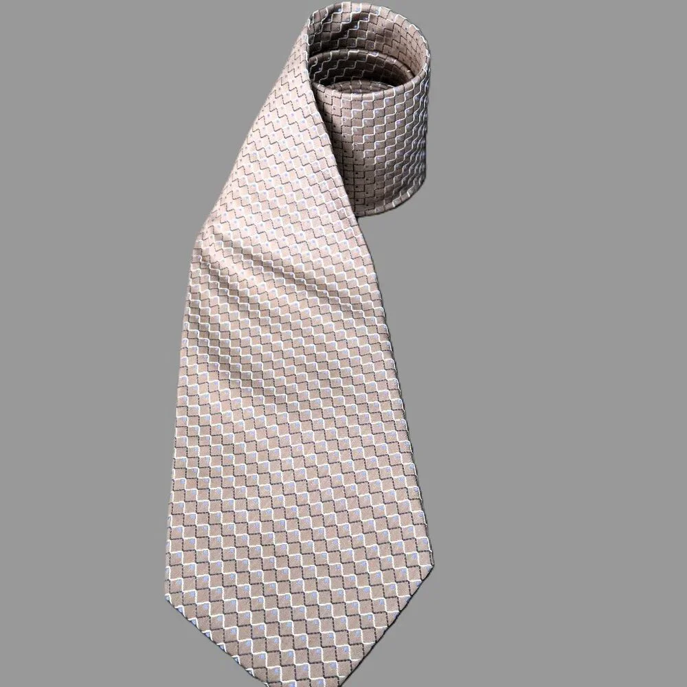 Burma Bibas Mens Formal Neck Tie Tan Brown Gold Blue NWT Vintage Classy Wear